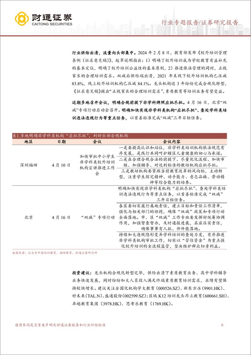 《社会服务行业专题：教育人服业绩总结：教育景气度延续，外包保持快增》 - 第6页预览图