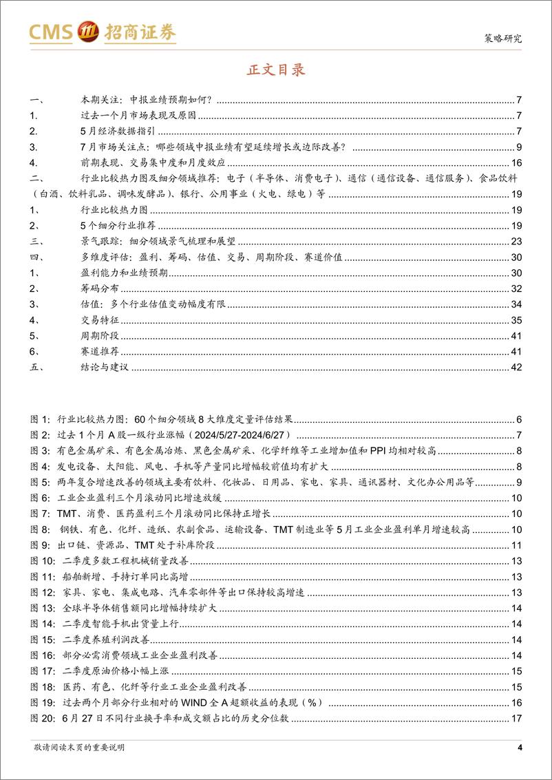 《行业比较与景气跟踪系列(2024年7月)：哪些领域中报业绩有望延续高增或改善？-240628-招商证券-44页》 - 第4页预览图