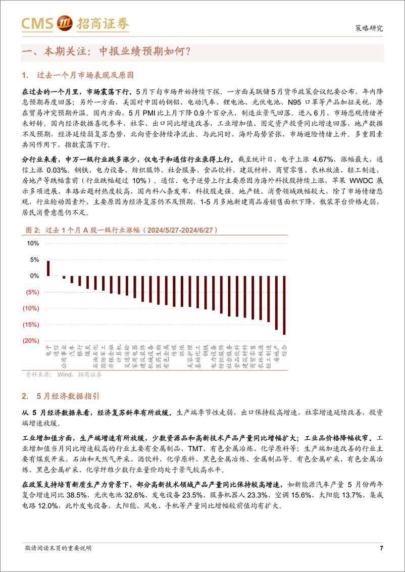 《行业比较与景气跟踪系列(2024年7月)：哪些领域中报业绩有望延续高增或改善？-240628-招商证券-44页》 - 第7页预览图