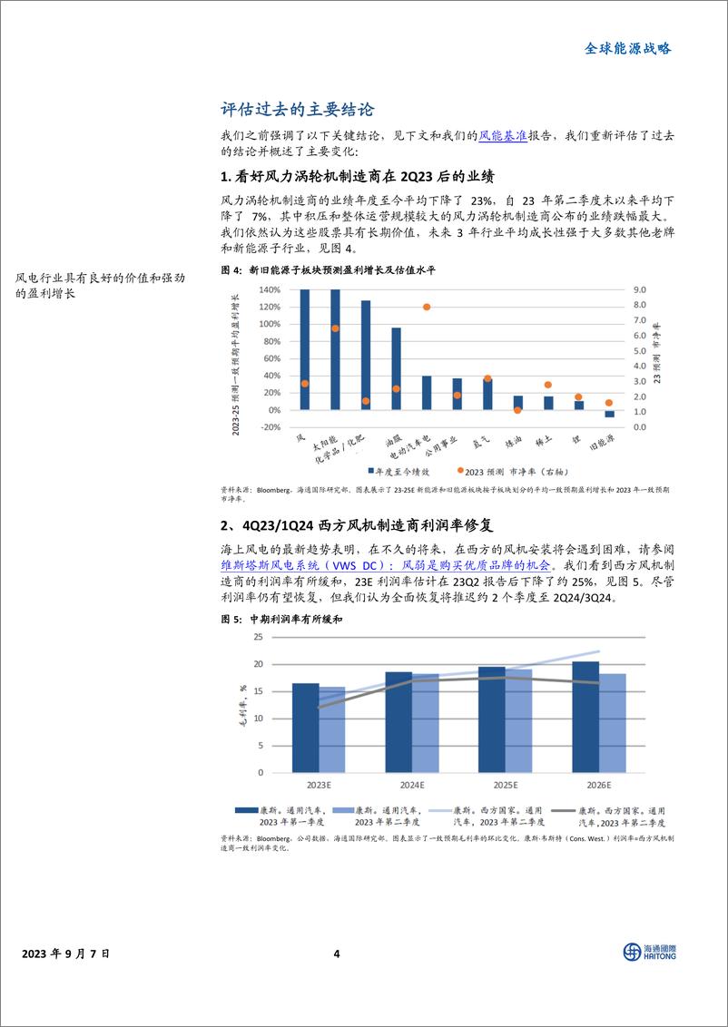 全球能源行业战略：《全球风机标杆II，风电板块价值凸显》，买入业务侧重陆上风电的公司，海风成本和质量风险更高-20230910-海通国际-30页 - 第5页预览图