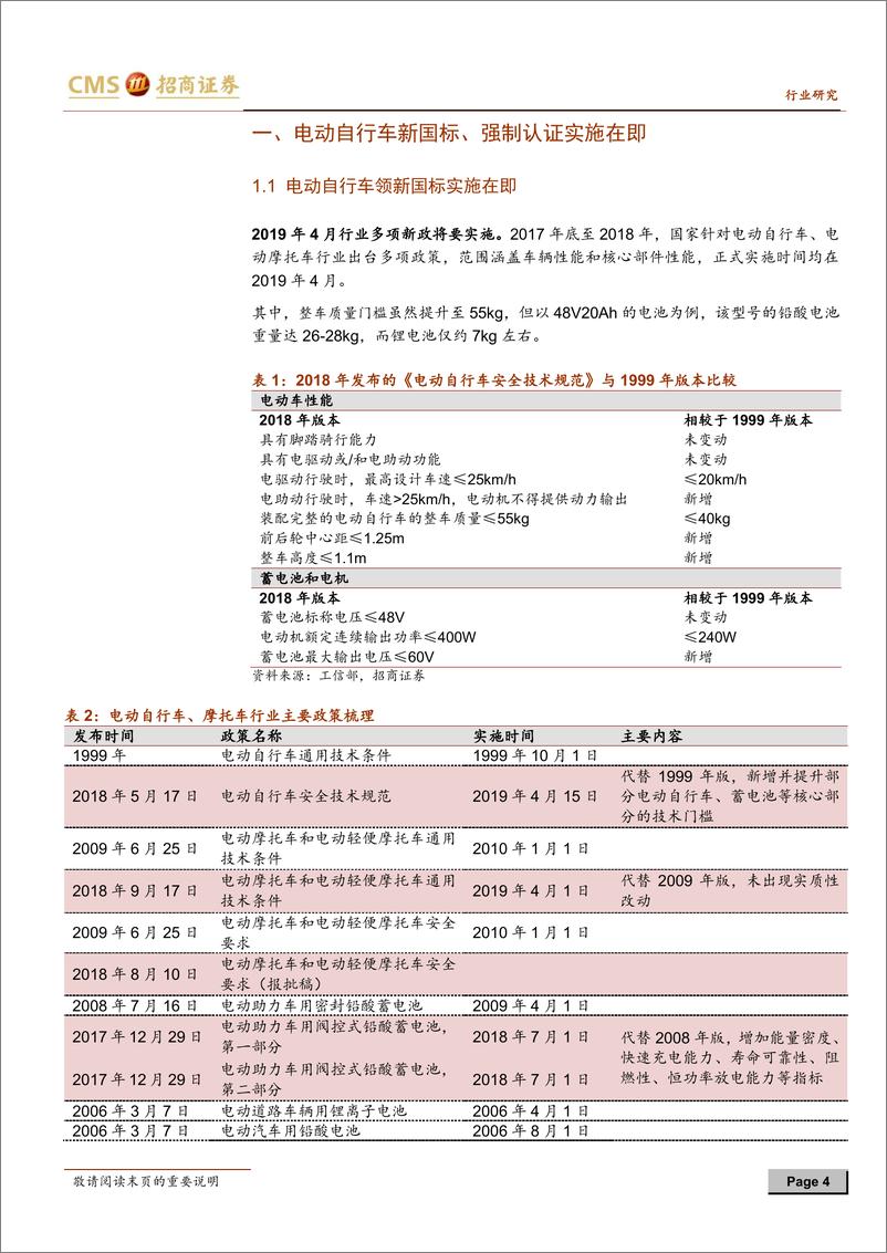 《动力电池与电气系统行业系列报告之（二十七）：电动自行车新国标与认证实施在即，行业将有巨变-20190306-招商证券-14页》 - 第5页预览图