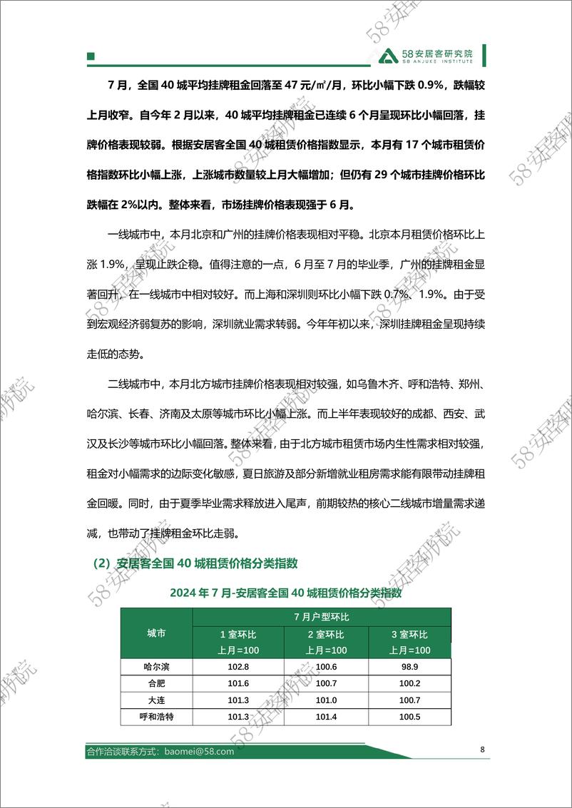 《2024年7月全国租赁市场报告-58安居客研究院》 - 第8页预览图