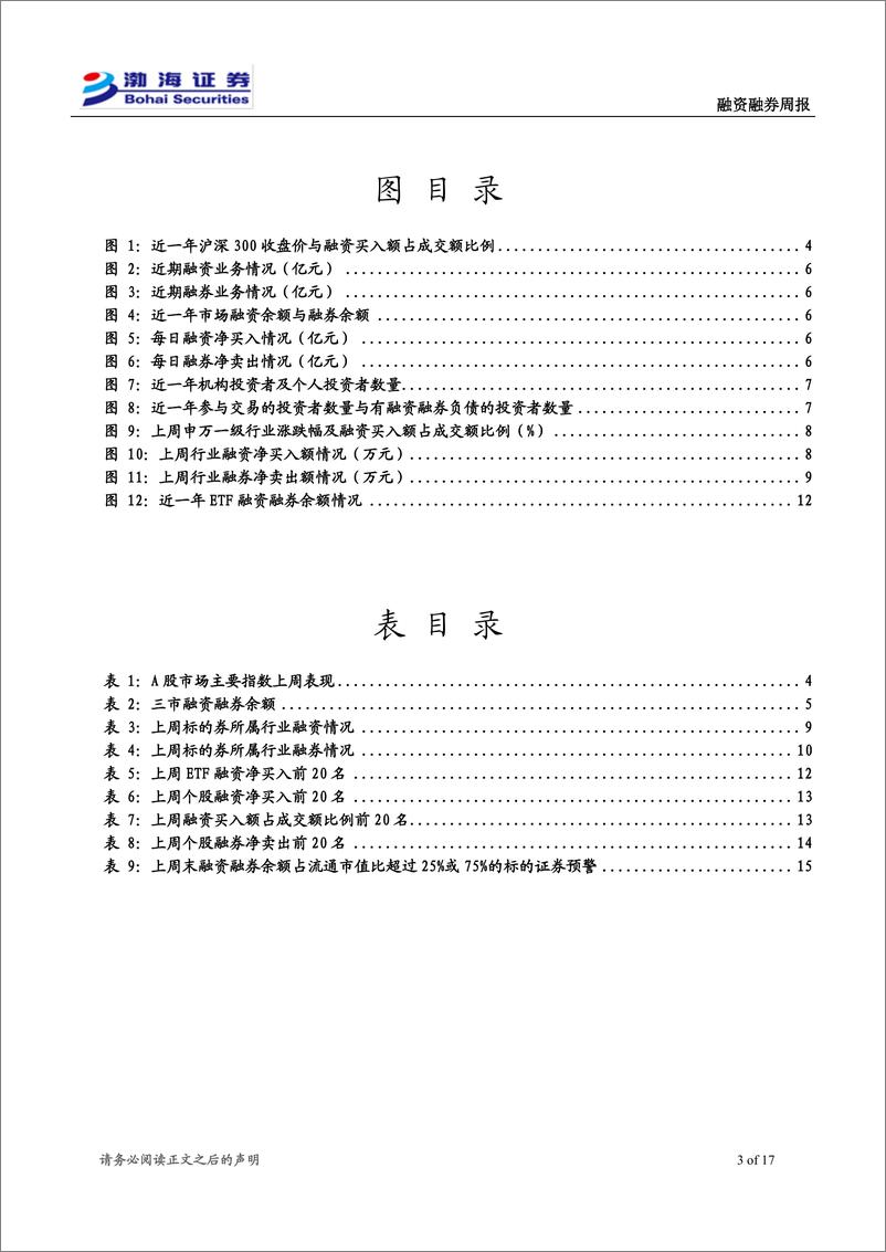 《融资融券：主要指数震荡调整，两融余额小幅减少-240529-渤海证券-17页》 - 第3页预览图