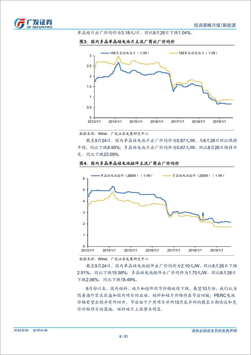 《新能源行业9月刊：9月硅料、硅片和组件价格环比均下降-20190929-广发证券-21页》 - 第7页预览图