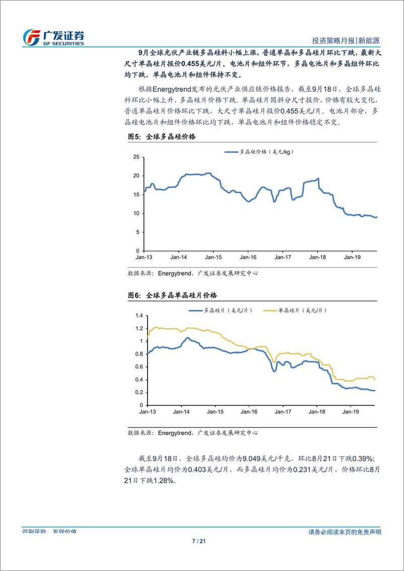 《新能源行业9月刊：9月硅料、硅片和组件价格环比均下降-20190929-广发证券-21页》 - 第8页预览图