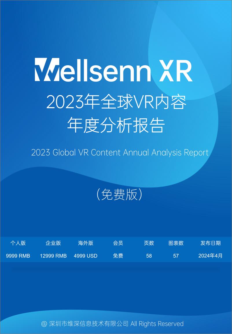 《维深Wellsenn XR：2023年全球VR内容年度分析报告》 - 第1页预览图