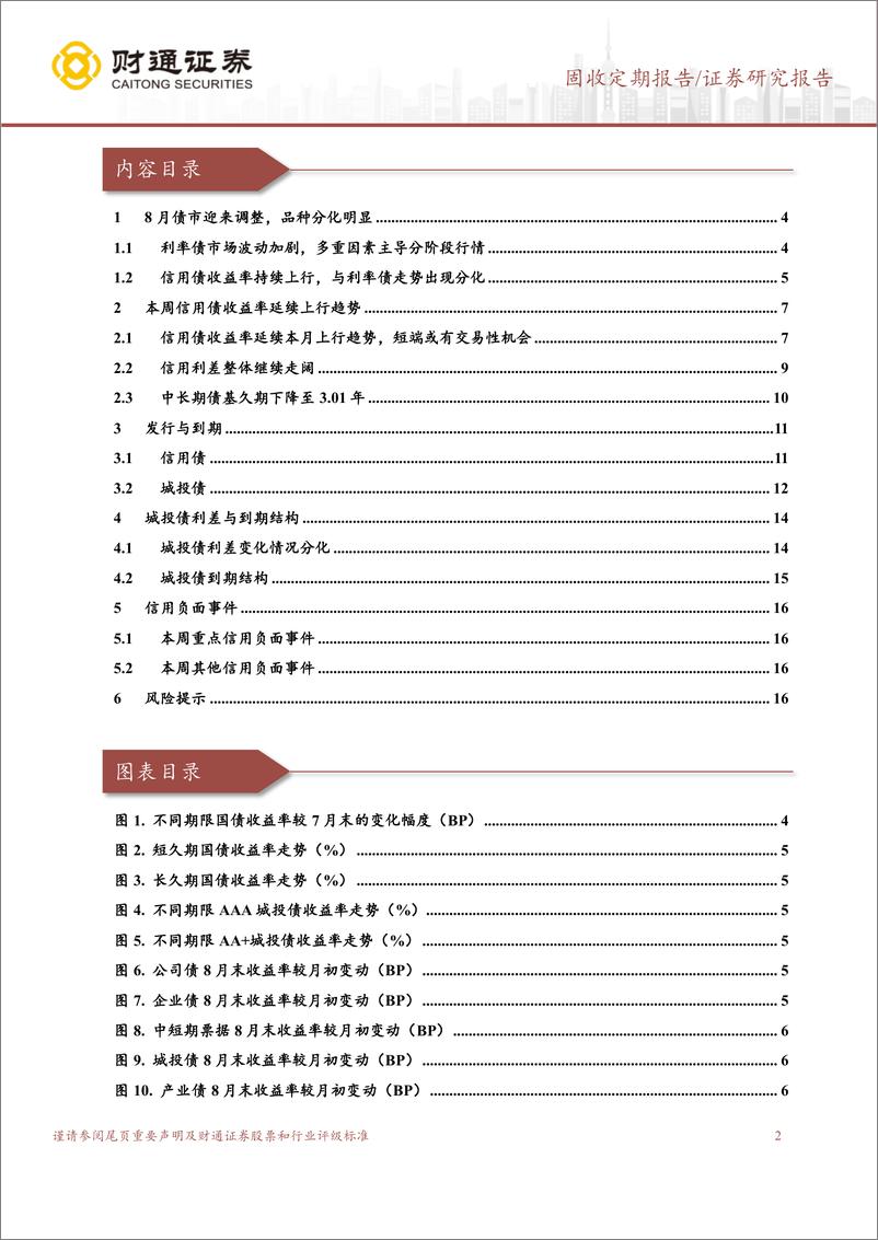 《债市调整行情分化，关注中长期信用债风险-240902-财通证券-18页》 - 第2页预览图