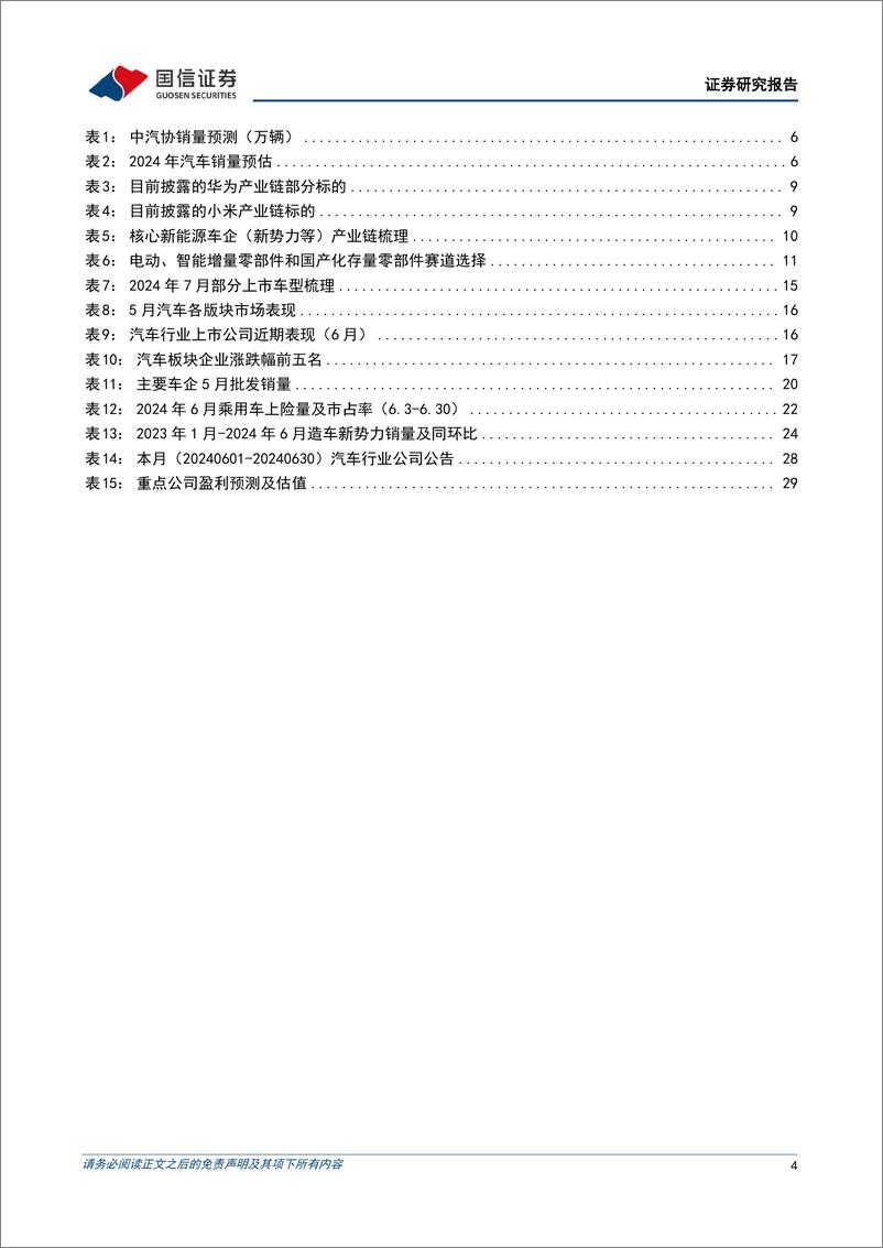 《汽车行业2024年7月投资策略：6月新能源渗透率提升至49%25，工信部开展L3／L4自动驾驶汽车试点-240708-国信证券-31页》 - 第4页预览图