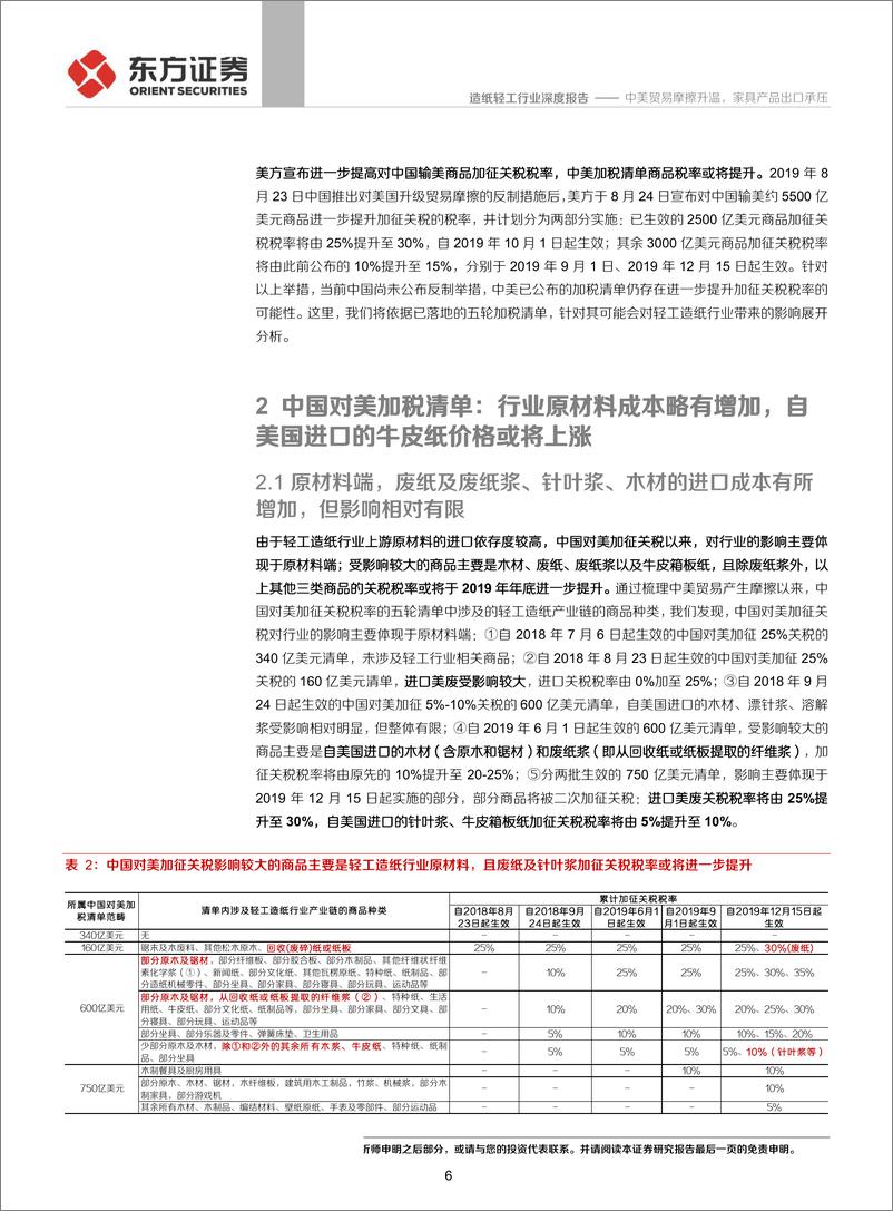 《造纸轻工行业中美数轮经贸摩擦对轻工造纸行业的影响：中美贸易摩擦升温，家具产品出口承压-20190902-东方证券-25页》 - 第6页预览图