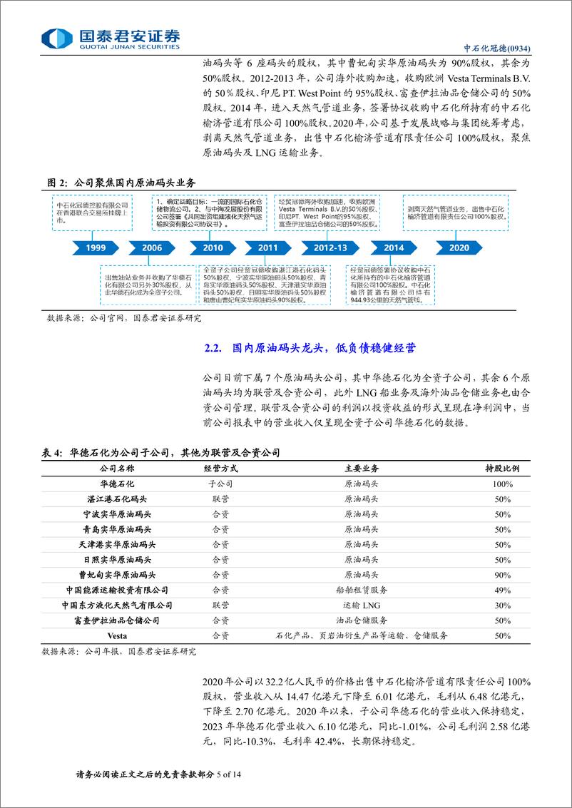 《中石化冠德(0934.HK)首次覆盖报告：国内原油码头龙头，聚焦主业重回报-240626-国泰君安-14页》 - 第5页预览图