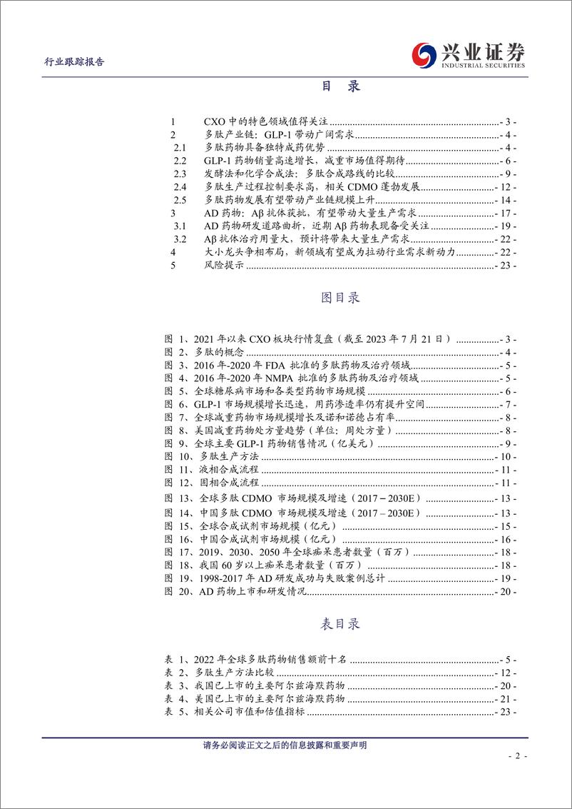 《医药生物行业CXO增量需求分析：多肽产业链备受关注，阿尔兹海默症抗体需求广阔-20230724-兴业证券-24页》 - 第3页预览图