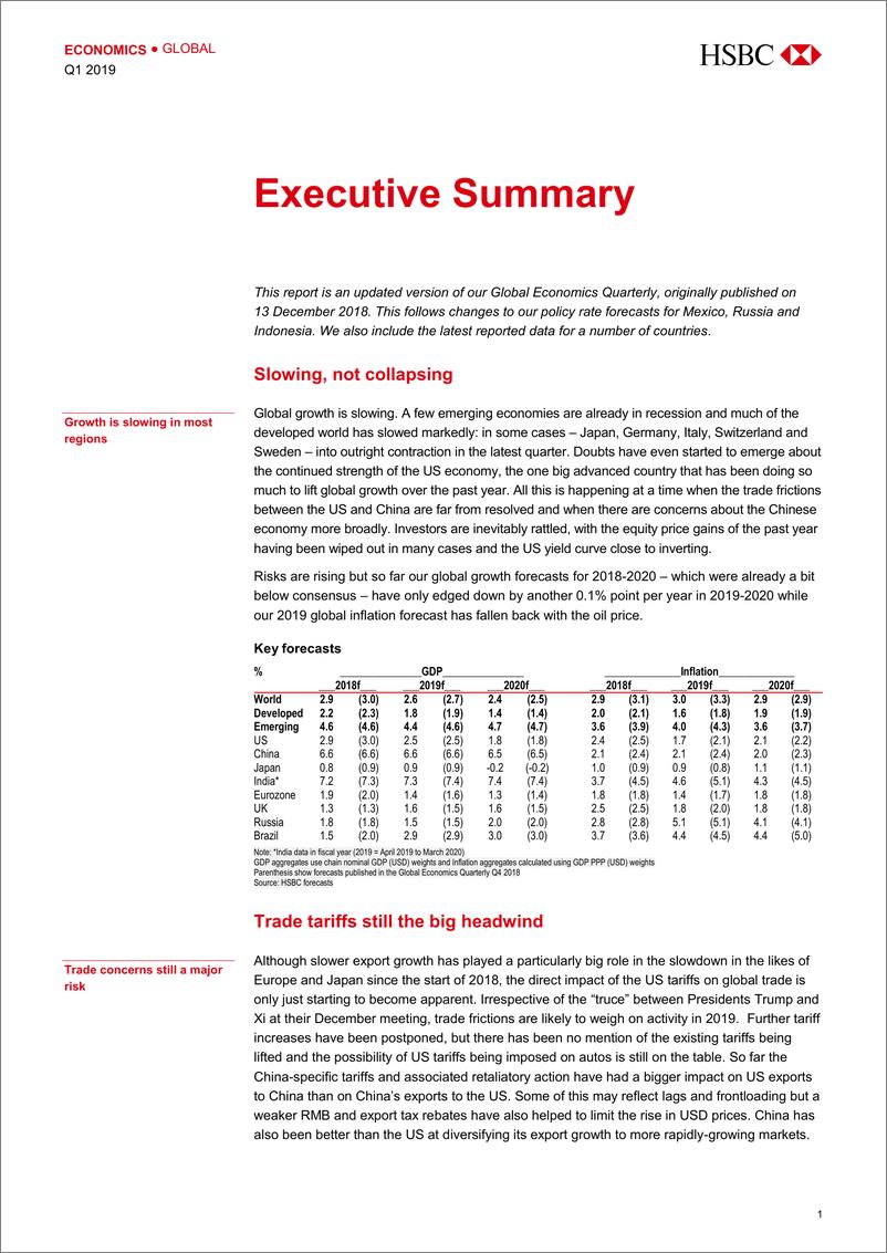《汇丰-2019年Q1全球经济展望-2019.1-114页》 - 第3页预览图