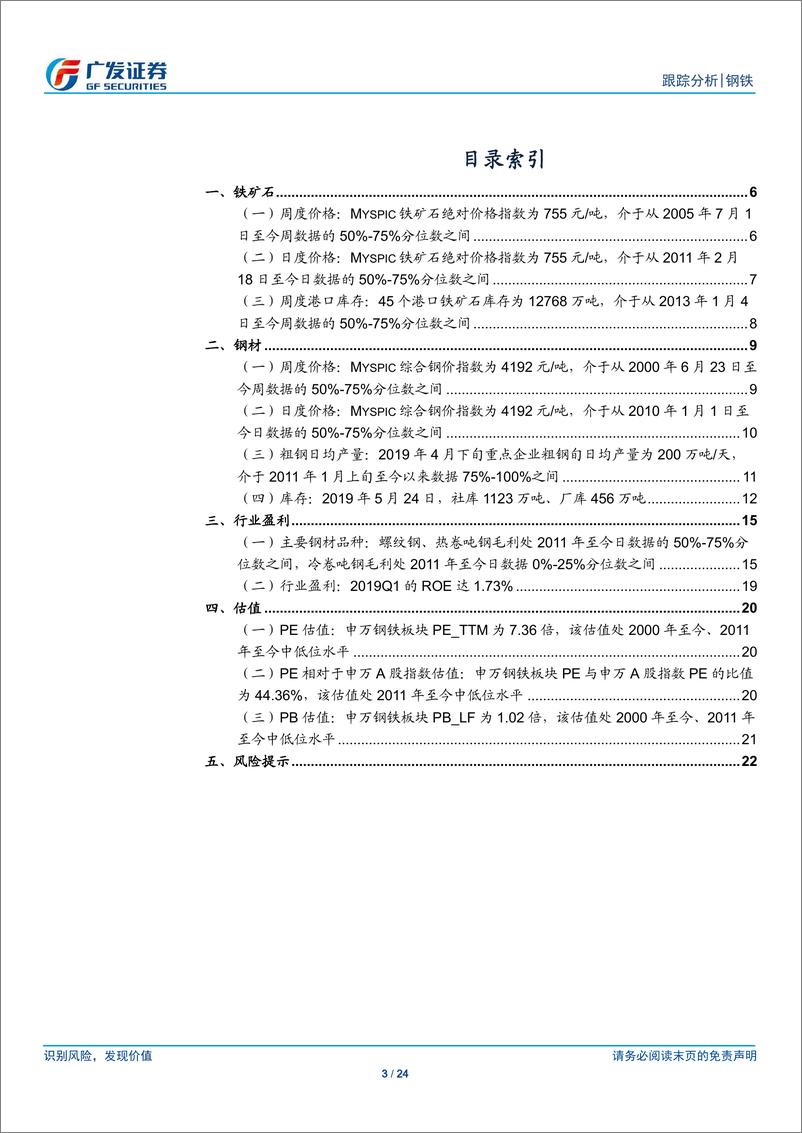 《钢铁行业全景观察（第18期）：产量、库存、价格、盈利与估值-20190525-广发证券-24页》 - 第4页预览图