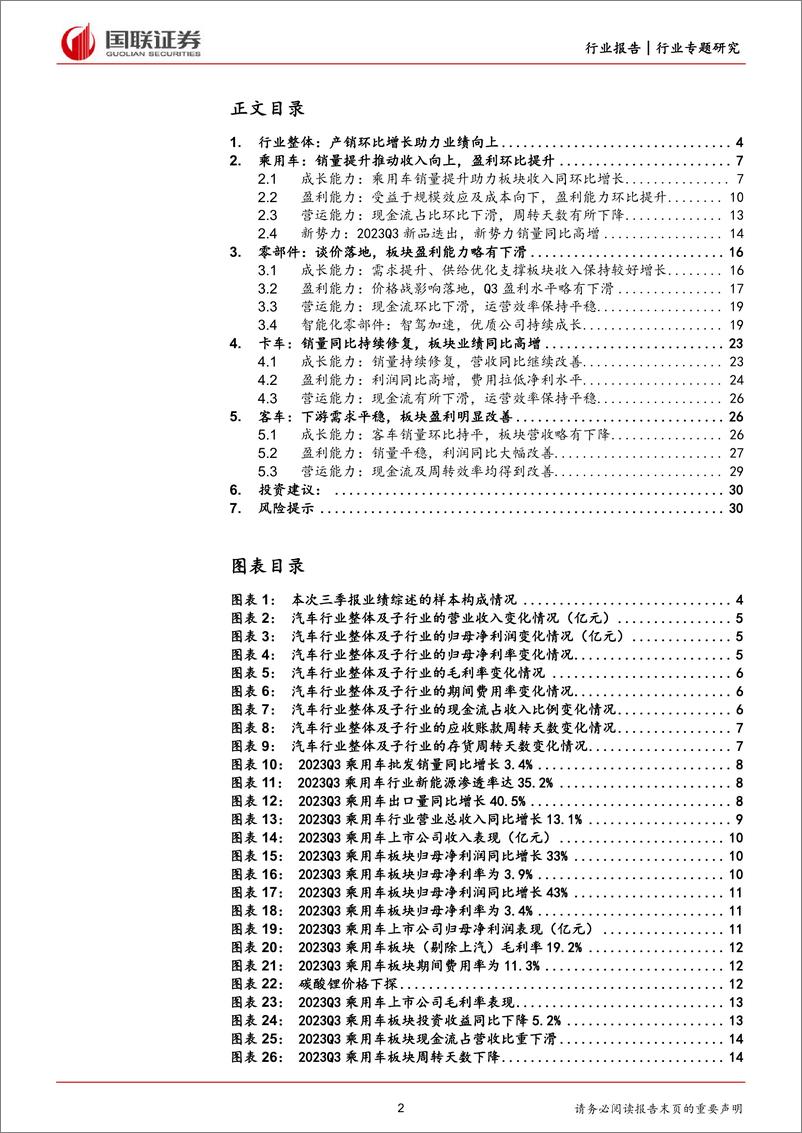 《汽车行业2023年三季报综述：产销两旺推动业绩向上-20231102-国联证券-31页》 - 第3页预览图