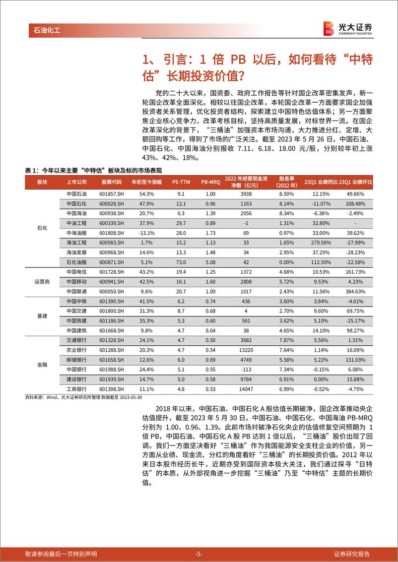 《石油化工行业国企改革系列报告之“日特估”启示录：从“日特估”视角再论“三桶油”长期投资价值-20230602-光大证券-20页》 - 第6页预览图