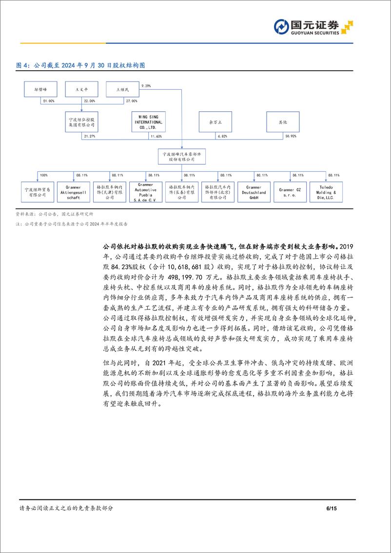 《继峰股份(603997)首次覆盖报告：座椅领域细分龙头，总成业务发展迅速-250113-国元证券-15页》 - 第6页预览图