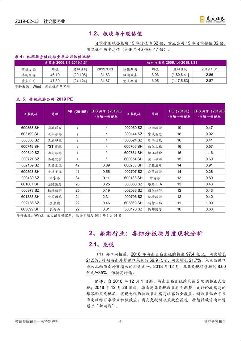 《2019年1月社会服务行业跟踪月报：关注春节前后红包行情-20190213-光大证券-14页》 - 第5页预览图