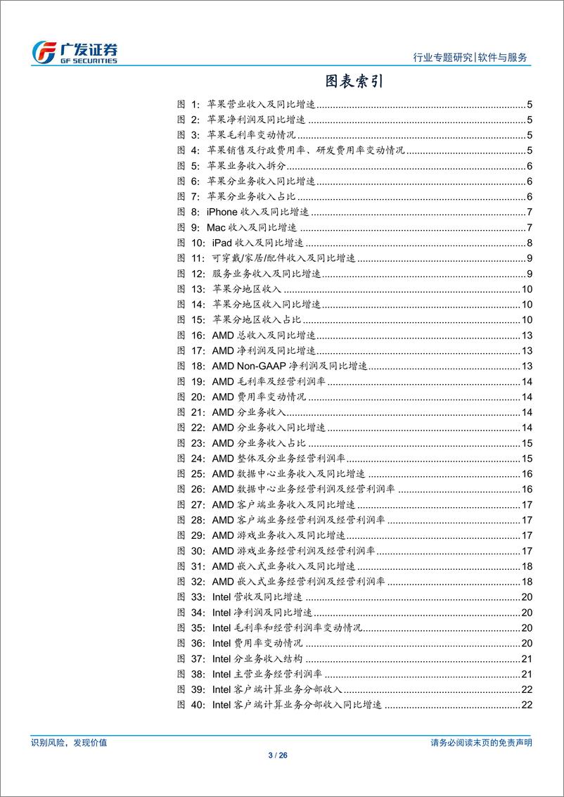 《软件与服务行业【广发TMT产业研究】美股科技股观察｜24Q1业绩跟踪：苹果服务业务强劲，AMD、Intel数据中心及PC延续增势-240516-广发证券-26页》 - 第3页预览图