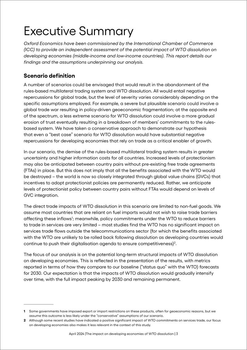 《牛津经济研究院-WTO解散对发展经济的影响（英）-2024.4-20页》 - 第3页预览图