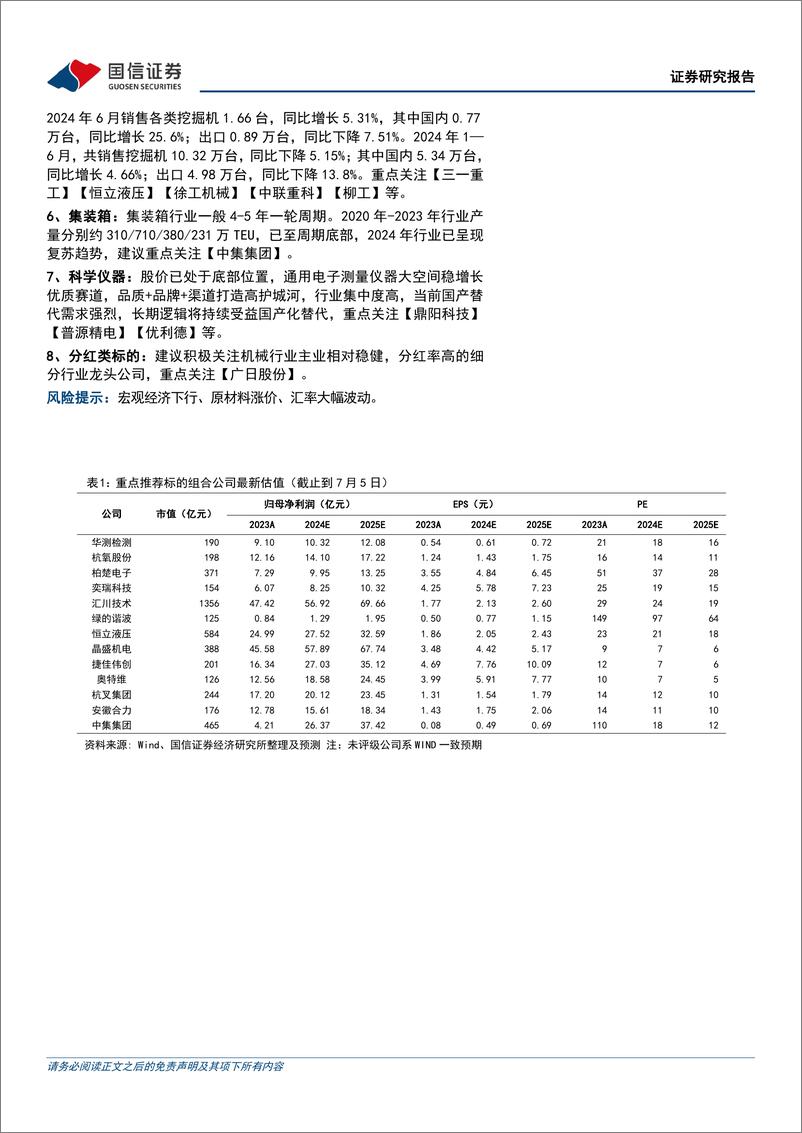 《机械行业2024年7月投资策略暨半年报前瞻：关注轨交、注塑机、核电设备等趋势向好的板块，布局经营韧性强的检测公司-240708-国信证券-24页》 - 第2页预览图