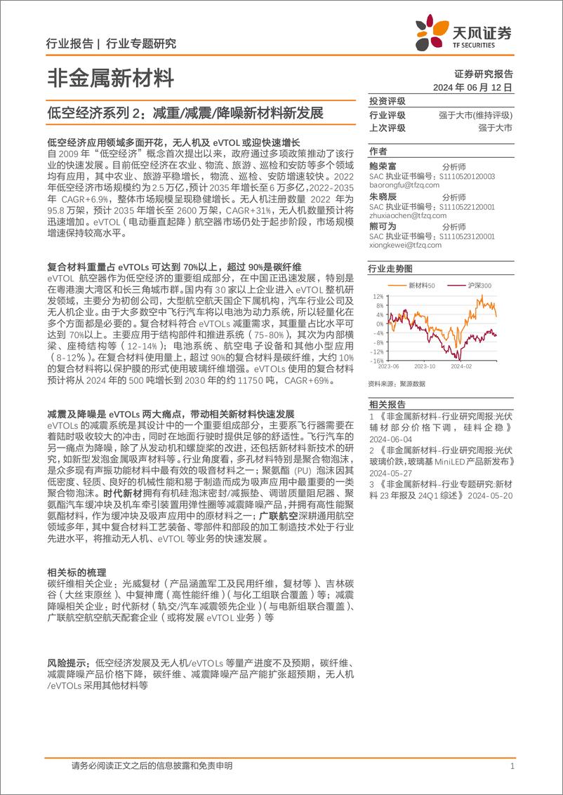 《非金属新材料低空经济系列2：减重_减震_降噪新材料新发展》 - 第1页预览图