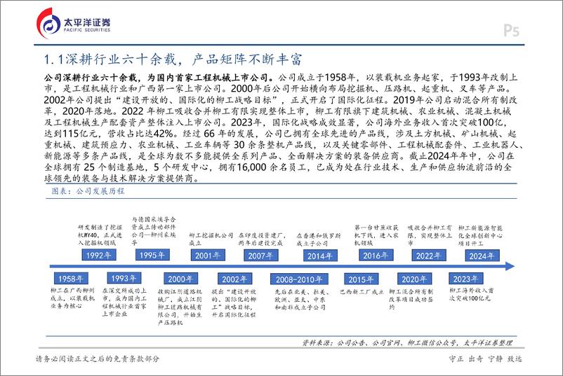 《柳工(000528)深度报告：混改释放经营活力，国际化%26拓品类助力成长-241215-太平洋证券-35页》 - 第5页预览图