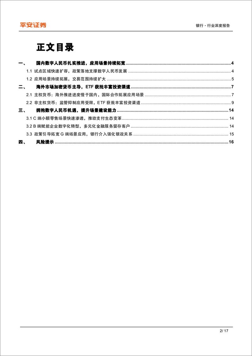 《银行业金融科技专题-数字货币观察：国内发力应用层，海外关注投资侧-240515-平安证券-17页》 - 第2页预览图