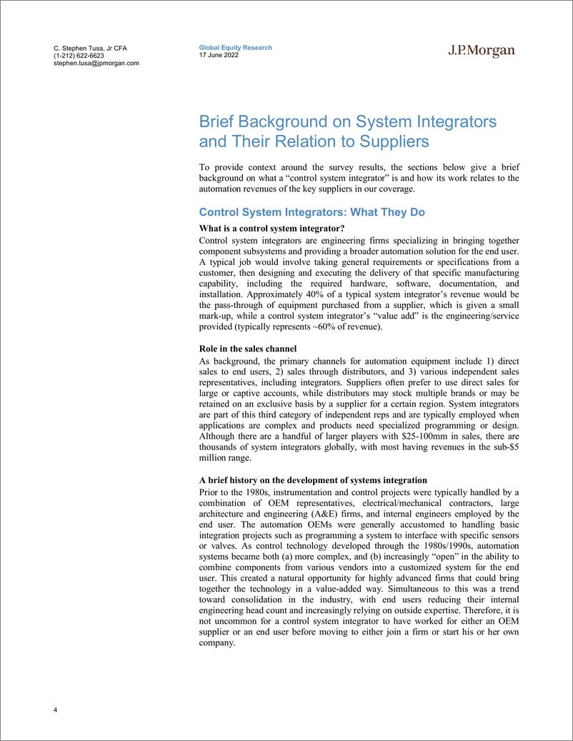《J.P.摩根-全球自动化行业-JPM&CSIA系统集成商调查：需求在高位达到顶峰-2022.6.17-58页》 - 第5页预览图