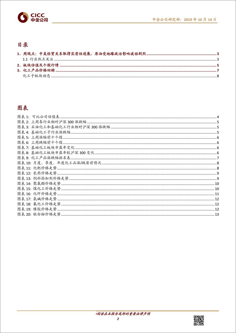 《化工行业：中美经贸关系取得实质性进展，原油受地缘政治影响波动剧烈-20191014-中金公司-16页》 - 第3页预览图