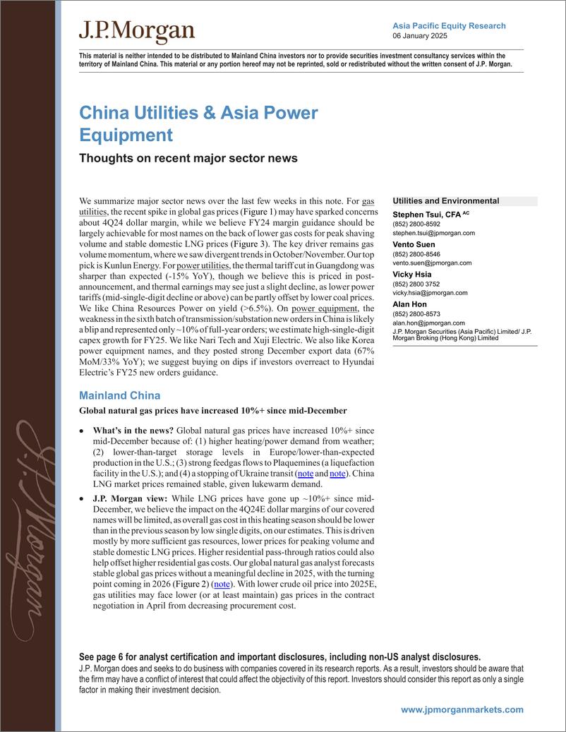 《JPMorgan-China Utilities  Asia Power Equipment Thoughts on recent ma...-112641600》 - 第1页预览图