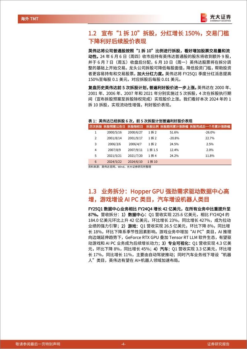 《英伟达(NVDA.US)FY25Q1业绩点评：Q1业绩和Q2指引超预期，B系列加快出货、预计FY25贡献显著-240524-光大证券-10页》 - 第4页预览图