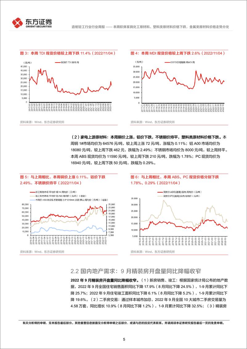 《造纸轻工行业地产后周期产业链数据每周速递：本周软体家具化工原材料、塑料类原材料价格下跌，金属类原材料价格走势分化》 - 第5页预览图