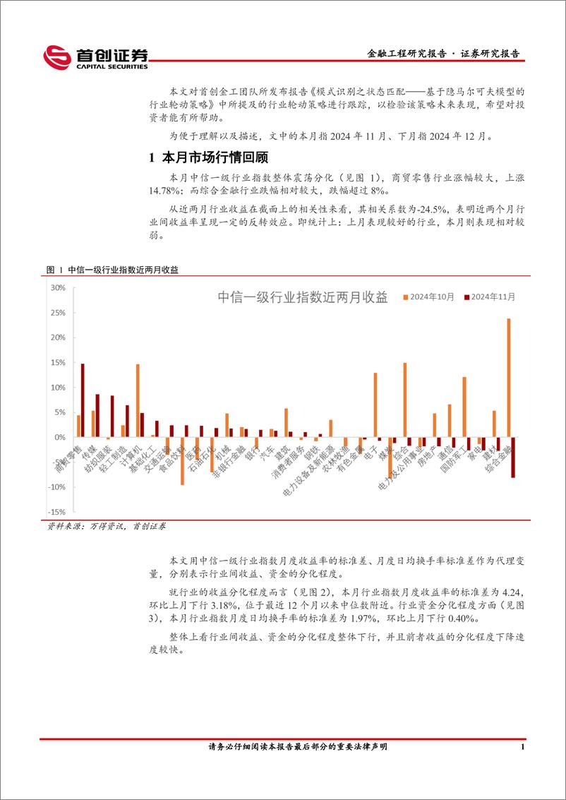 《状态匹配行业轮动月报-12月推荐：食品饮料、基础化工、商贸零售、电力设备及新能源、电子、机械-241202-首创证券-17页》 - 第3页预览图