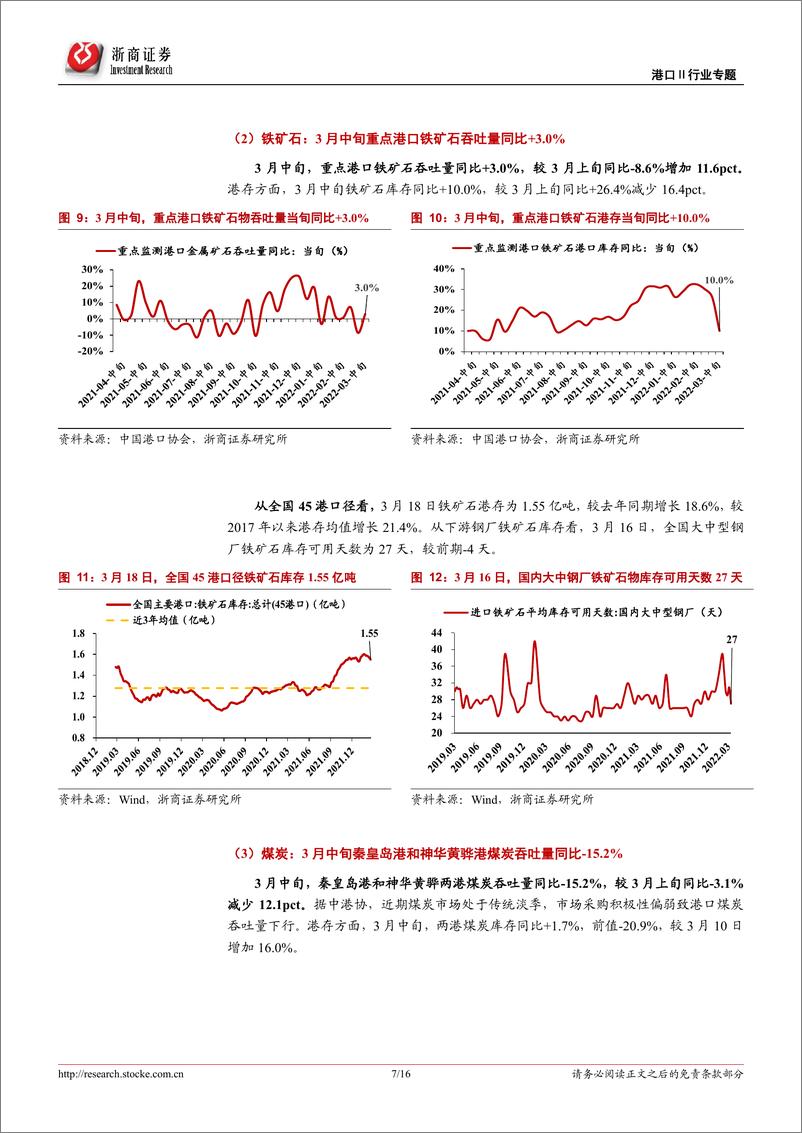 《港口行业专题报告：3月中旬枢纽港外贸箱吞吐同比下降1.2%，继续关注港口费率调整-20220324-浙商证券-16页》 - 第8页预览图