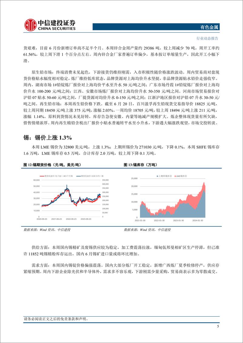 《有色金属行业：淡季渐来，铜价拉锯-240622-中信建投-12页》 - 第7页预览图