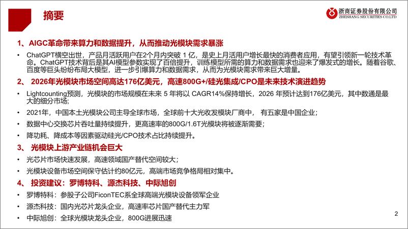 《光模块行业研究报告AIGC大时代光模块产业迎风启航-23041440页》 - 第2页预览图