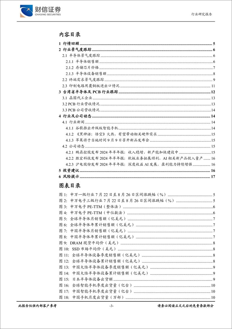 《电子行业月度点评：覆铜板进口均价同比上涨33%25，高端PCB保持景气-240826-财信证券-18页》 - 第3页预览图