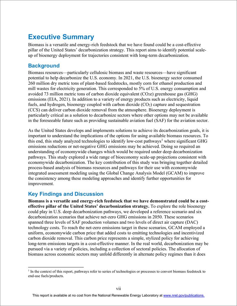 《NREL_生物燃料和生物质原料在2050年美国经济脱碳中的作用报告_英文版_》 - 第8页预览图