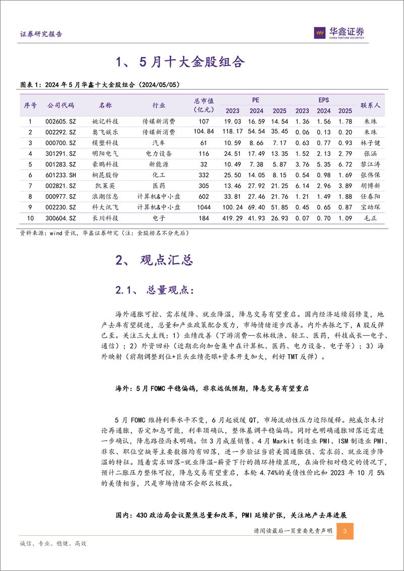 《5月十大金股：五月策略与十大金股报告-240505-华鑫证券-19页》 - 第3页预览图