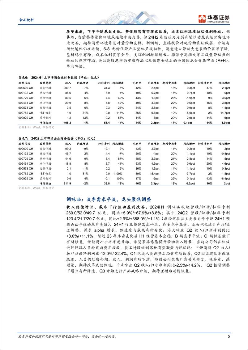 《食品饮料行业专题研究-大众品：需求仍待恢复，龙头主动调整-240902-华泰证券-20页》 - 第5页预览图