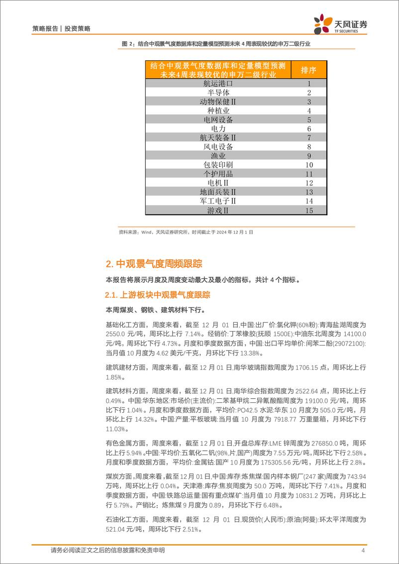 《中观景气度高频跟踪：中观景气度数据库和定量模型应用-241202-天风证券-17页》 - 第4页预览图