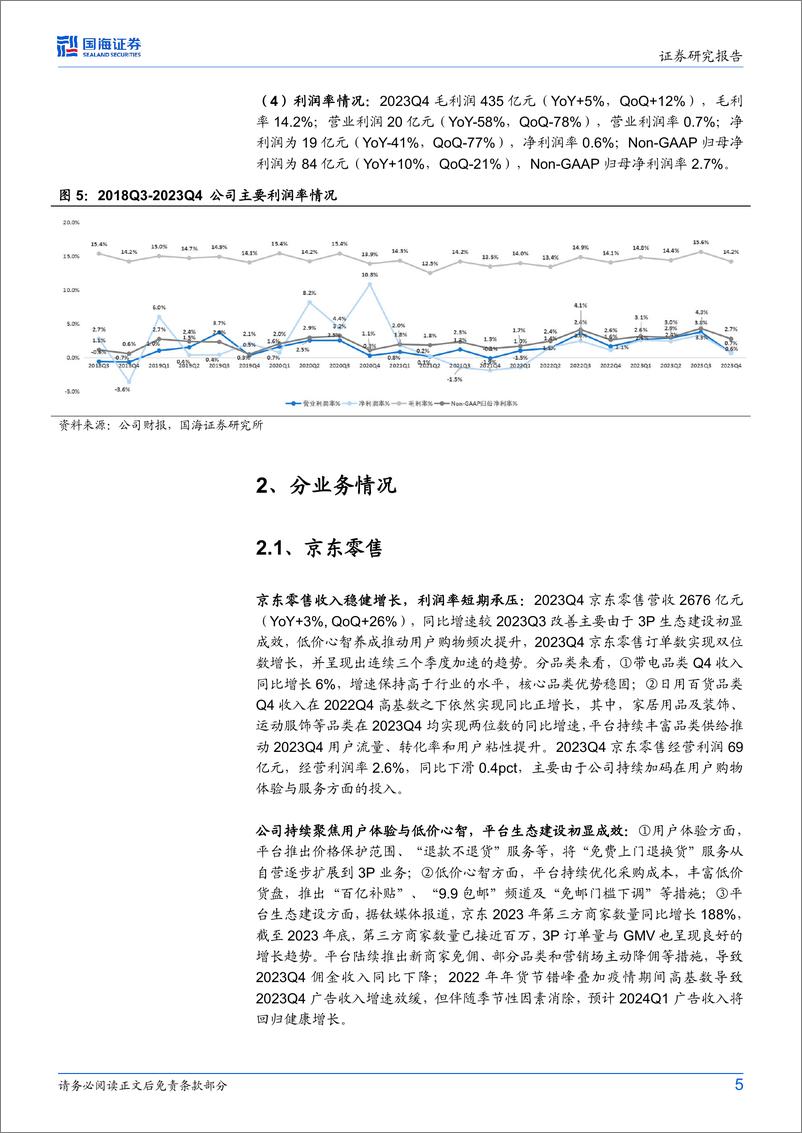 《京东集团-SW(9618.HK)2023Q4财报点评：收入增长超预期，重视长期股东回报-240308-国海证券-10页》 - 第5页预览图