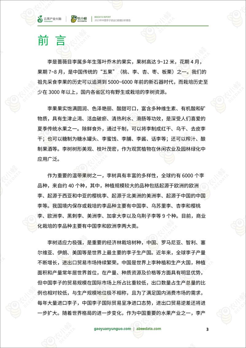 《农小蜂-2023年中国李子进出口数据分析报告-29页》 - 第6页预览图