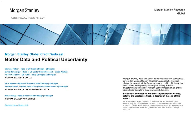 《Morgan Stanley Fixed-Global Credit Strategy Global Credit Research Webcast Slide...-110852357》 - 第1页预览图