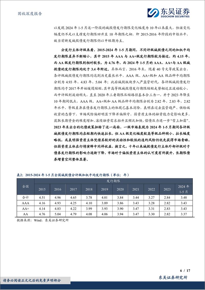 《固收深度报告：由城投债发行期限的演变引发的4点思考-240701-东吴证券-17页》 - 第6页预览图