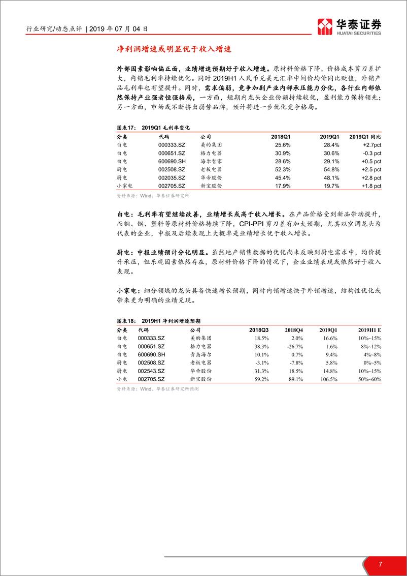 《家电行业2019中报前瞻：把握行业弱周期中核心资产-20190704-华泰证券-14页》 - 第8页预览图