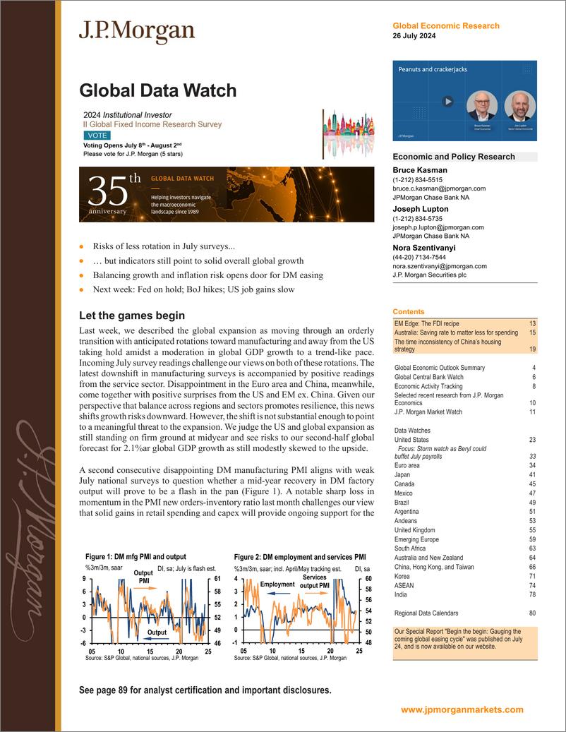 《JPMorgan Econ  FI-Global Data Watch Let the games begin-109458138》 - 第1页预览图