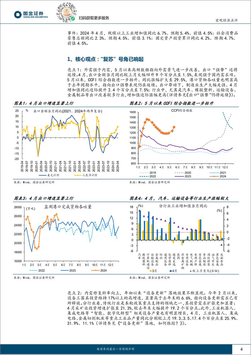 《2024年4月经济数据点评：“复苏”号角已响起-240518-国金证券-12页》 - 第4页预览图