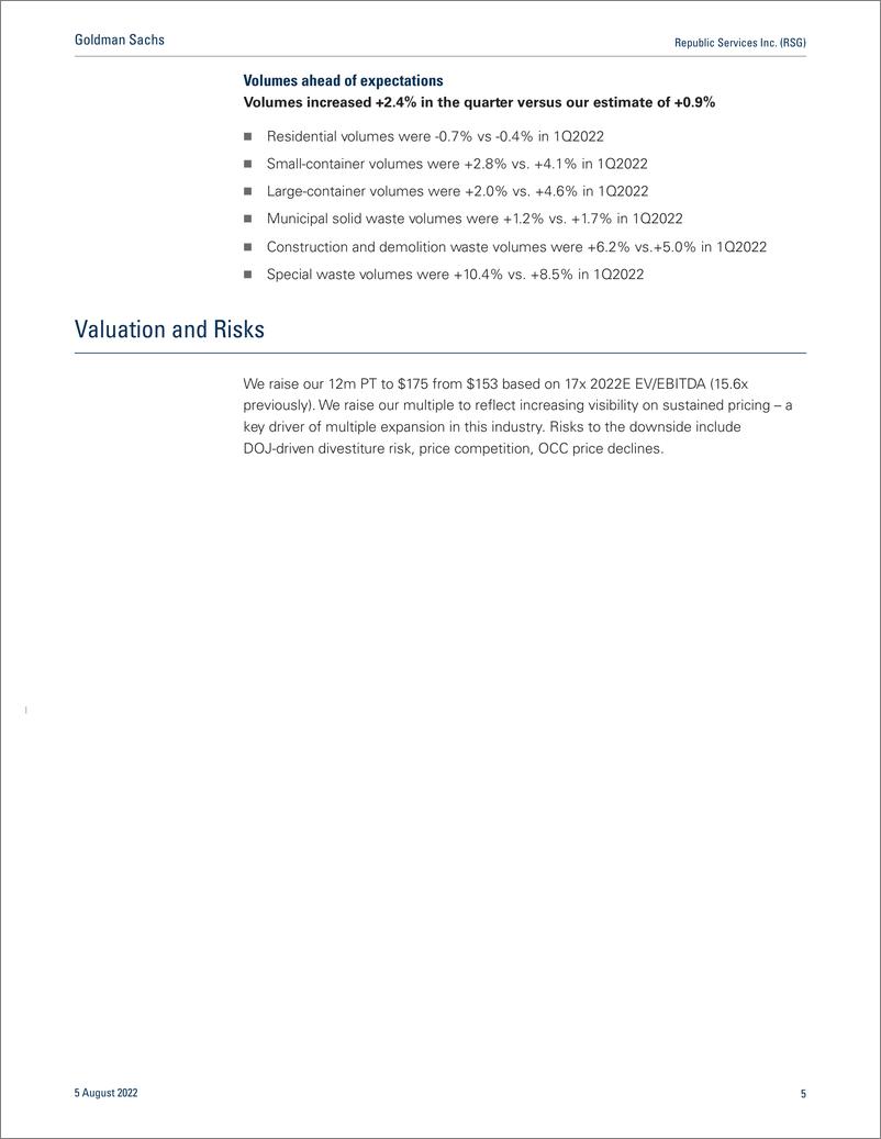 《Republic Services Inc. (RSG Rising visibility on accelerating unit profitability in 2023; Buy(1)》 - 第6页预览图