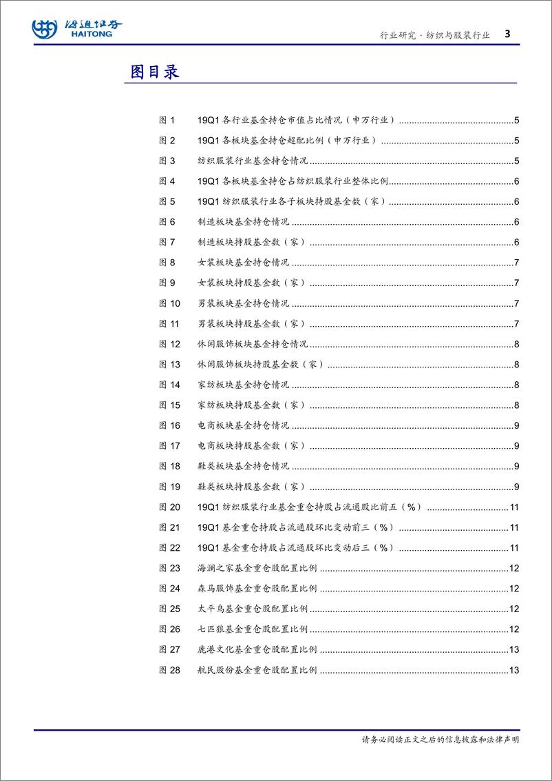 《纺织与服装行业：基金一季报总结，纺服基金持仓处低位-20190428-海通证券-17页》 - 第4页预览图